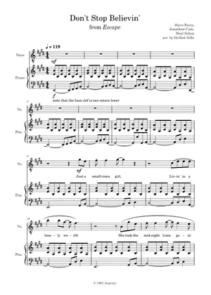 Choosing the right don't stop believin piano sheet music for your level
