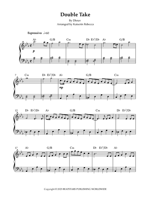 Double Take (Arr. Kaiserin Rebecca) - Dhruv (Piano Solo)
