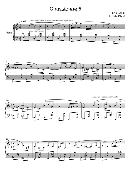 Gnossienne no 6 - Erik Satie