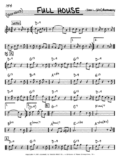 Full House - Wes Montgomery (Real Book - Melody-Chords)