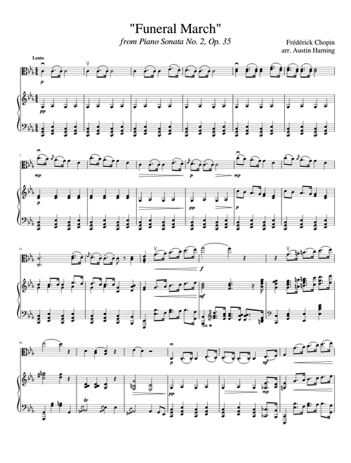 Chopin's Funeral March, for Viola & Piano (Arr. Austin Harning) - Frédéric Chopin (Viola and Piano)