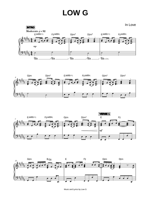 In Love - Low G (Piano)