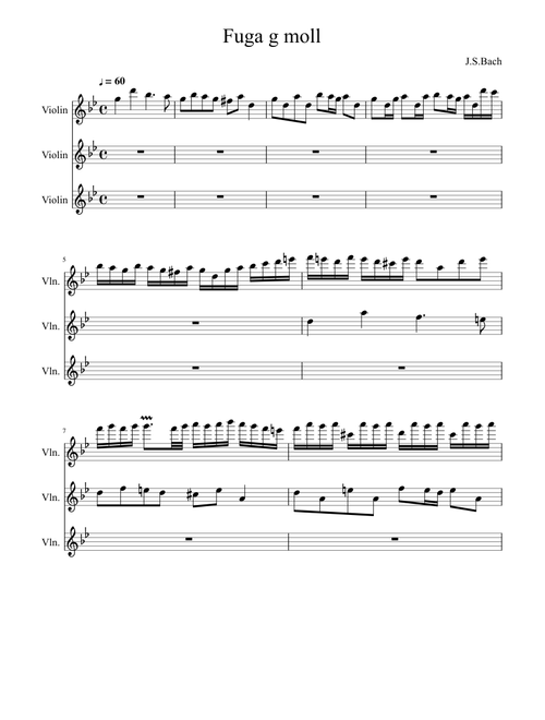 BWV578 Fuga g-moll for 3Vn