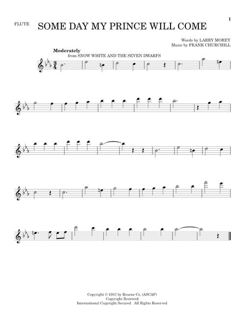 Some Day My Prince Will Come (from Snow White And The Seven Dwarfs) - Adriana Caselotti (Flute Solo)