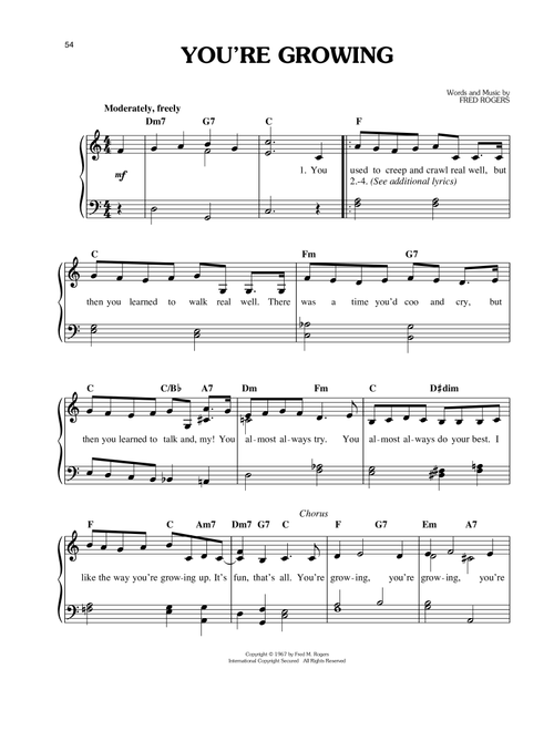 You're Growing - Mister Rogers (Easy Piano)