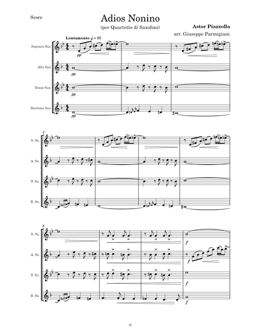 Piazzolla - Adios Nonino (Sax 4tet)