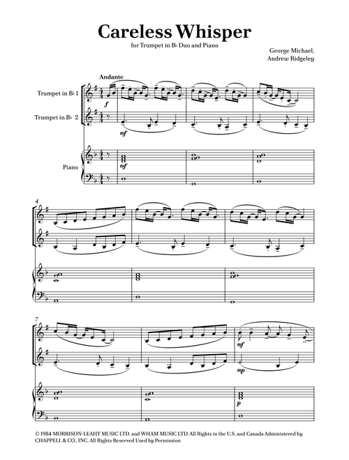 Careless Whisper (Arr. Caio Costa) - Seether (Instrumental Duet and Piano)
