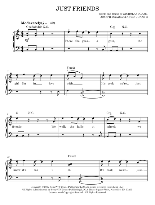 Just friends - Jonas Brothers (Easy Piano)