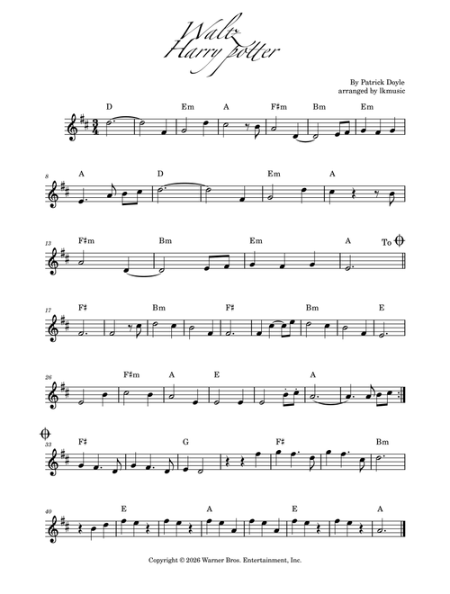 Potter Waltz (Arr. Lkmusic) - Ost (Original Soundtrack) (Violin Solo)