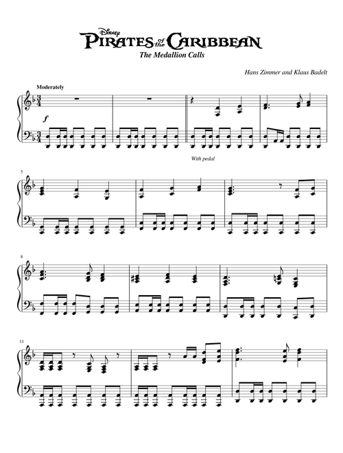 Pirates of the Caribbean The Curse of the Black Pearl - The Medallion Calls | Piano Solo