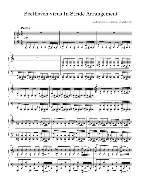 Beethoven Virus Stride/Ragtime Arrangement – Crazystride