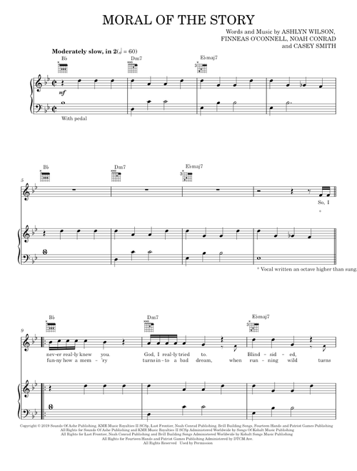 Moral of the story - Ashe (Piano-Vocal-Guitar)