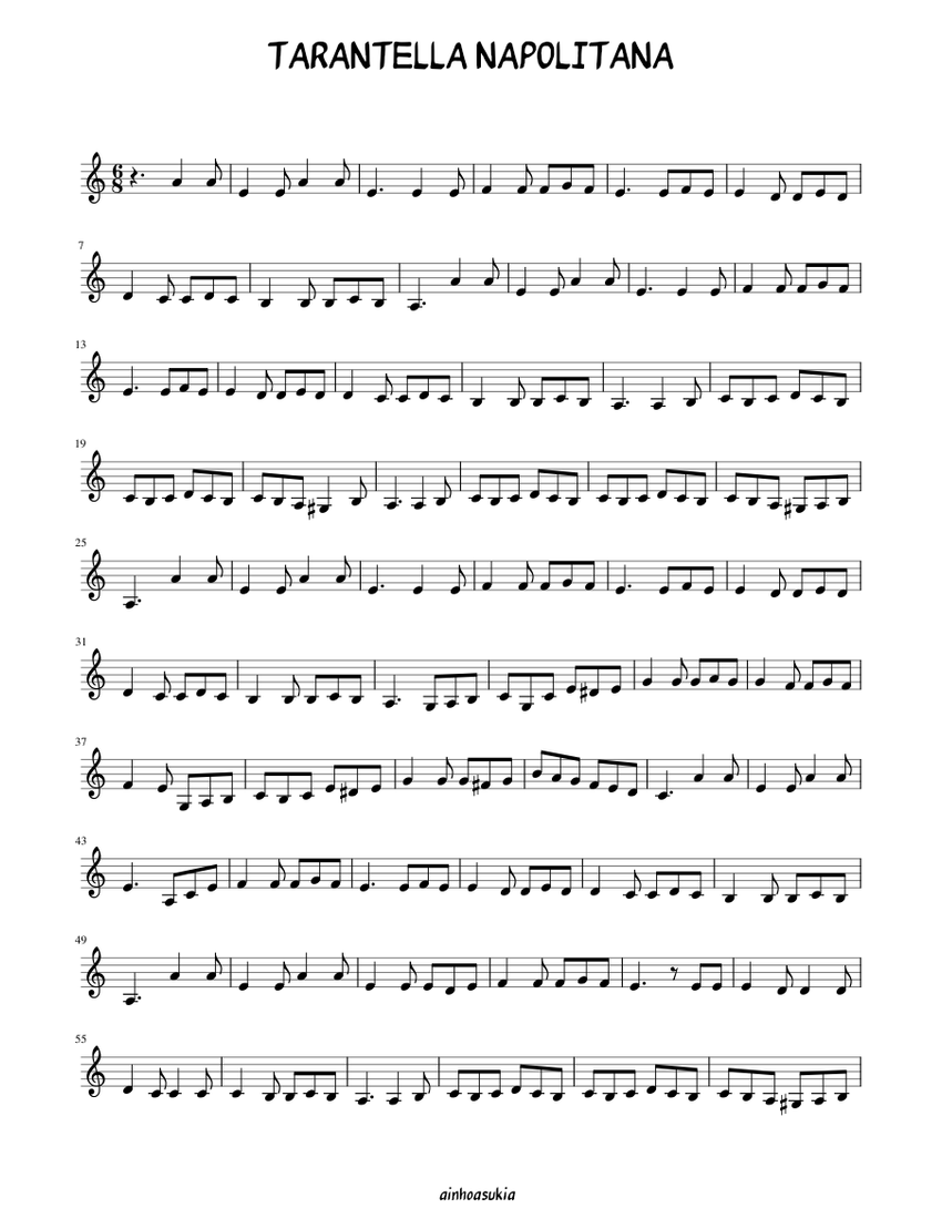 TARANTELLA NAPOLITANA Sheet Music for Piano (Solo) easy | MuseScore.com
