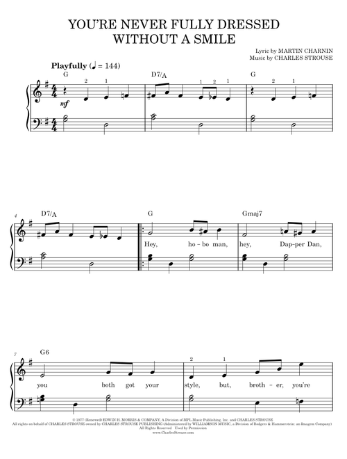 You're Never Fully Dressed Without A Smile - Annie Musical, Charles Strouse (Easy Piano)