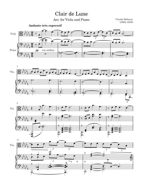 Clair de lune - Claude Debussy (Arr. Viola and Piano)