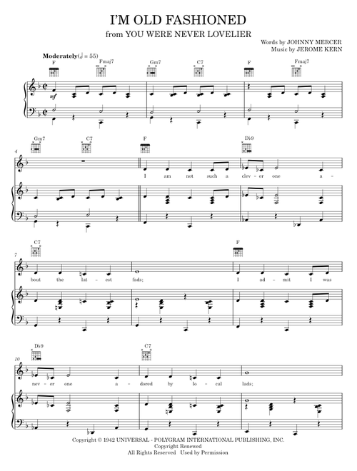 I'm Old Fashioned - Fred Astaire, Jerome Kern, Johnny Mercer (Piano-Vocal-Guitar)