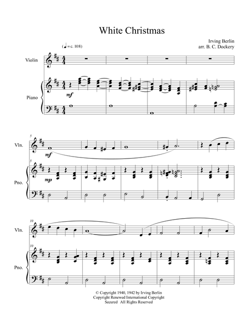 White Christmas (Arr. B. C. Dockery) - Dave Koz & Kelly Sweet (Violin and Piano)