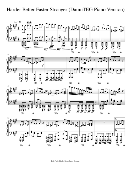 Harder Better Faster Stronger  DamnTEG Piano Version