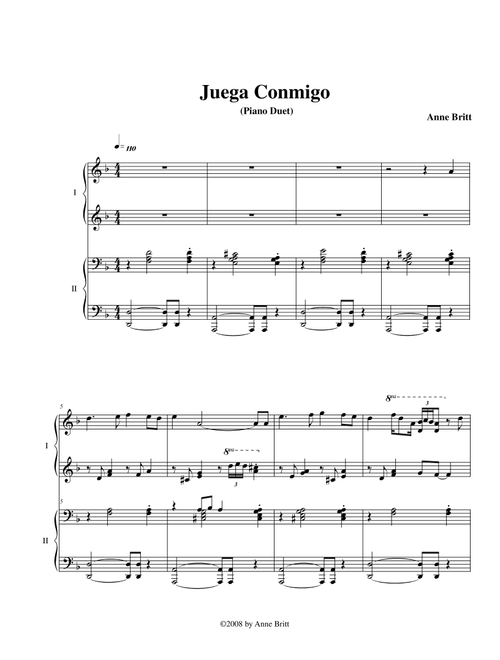 Juega Conmigo (piano duet) - Anne Britt (Piano Duet)