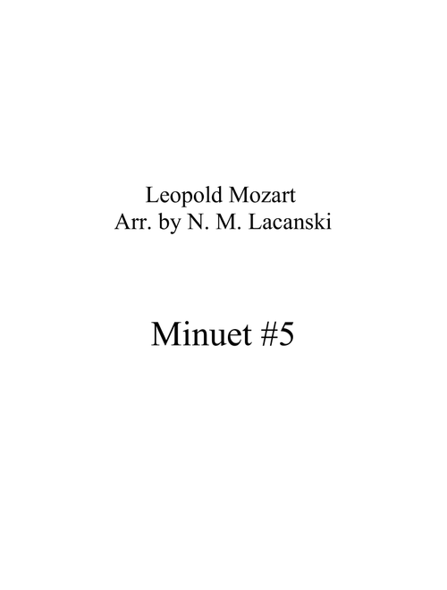 Minuet #5 (Arr. Nick Lacanski) - Mozart, Leopold (Instrumental Duet)