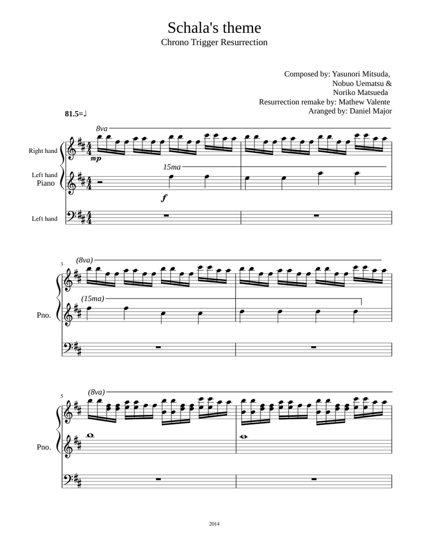 Schala's theme Chrono Trigger Resurrection Sheet music for Piano