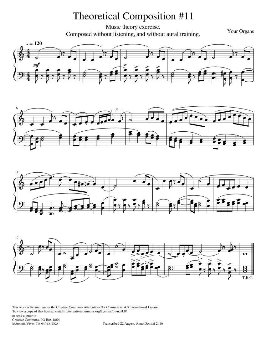 Theoretical Composition #11 Sheet music for Piano (Solo) Easy ...