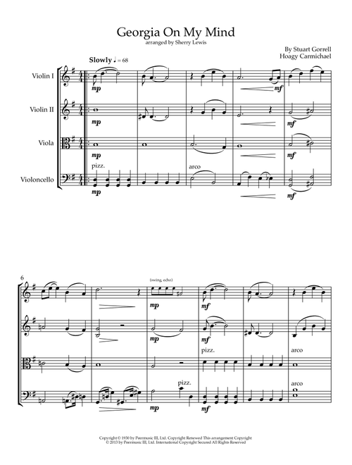 Georgia On My Mind (Arr. Sherry Lewis) - Ray Charles (String Quartet)