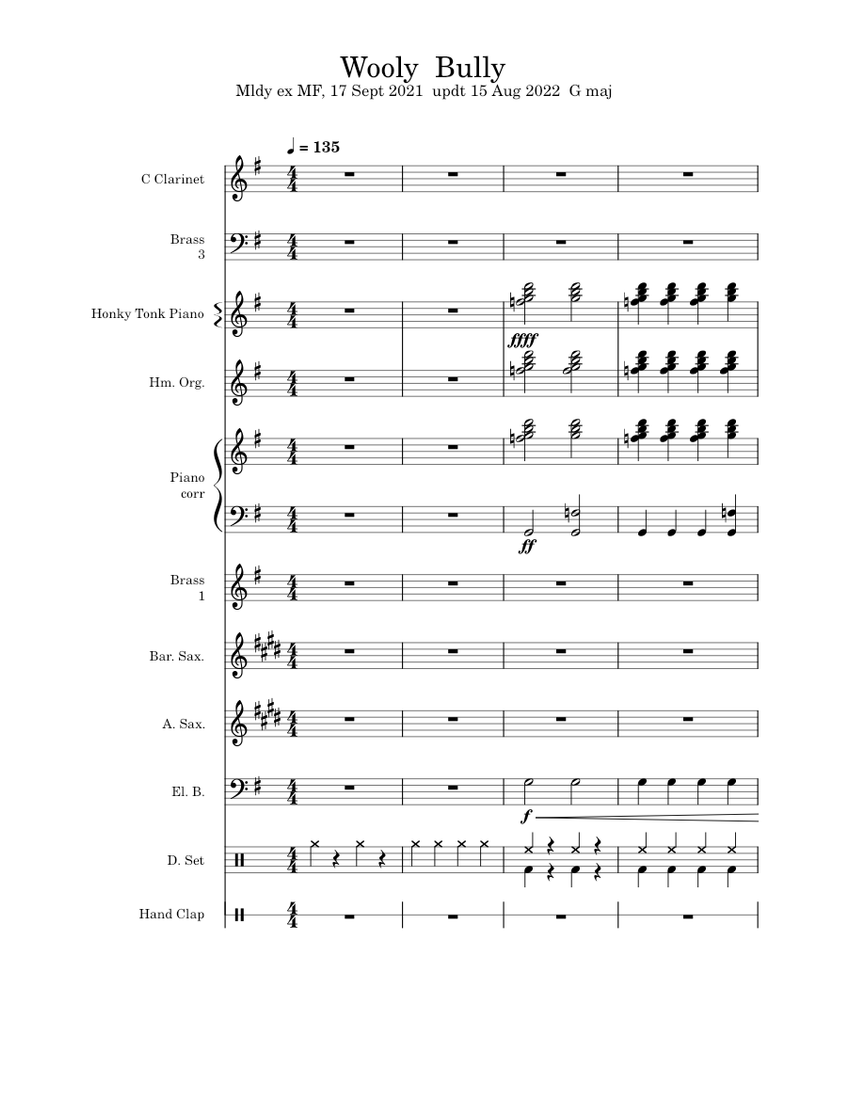 Wooly Bully Sheet music for Piano, Organ, Saxophone alto, Saxophone