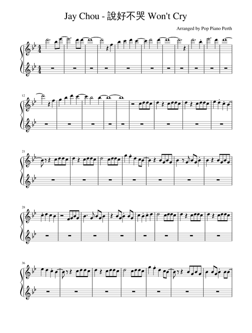 Jay Chou 周杰伦 - 說好不哭 Won't Cry (EASY piano - melody only)