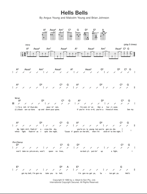 Hells Bells - AC/DC (Ukulele Chords-Lyrics)