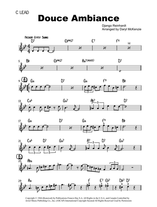 Douce Ambiance (Arr. Daryl McKenzie) - Django Reinhardt (Lead Sheet - Fake Book)