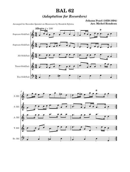 Pezel Johann 1639-1694 Baroque suites of dances, arranged