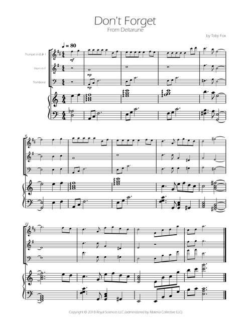 Don't Forget (Arr. Ygor Nunes Silva) - Toby Fox (Brass Ensemble)