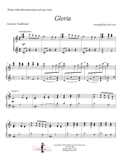Gloria (Arr. Lorie Line) (Instrumental Duet and Piano)