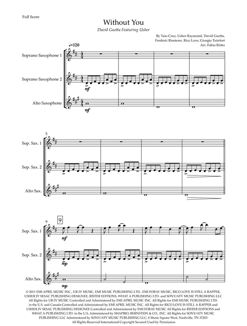Without You (Arr. Fabio Britto) - David Guetta Featuring Usher (Woodwind Ensemble)