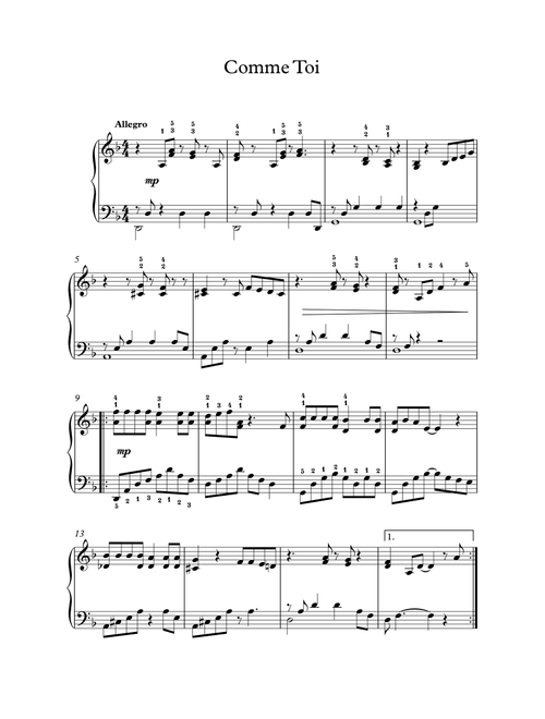 Comme Toi (Arr. Pejman Abasi) - Chico & The Gypsies (Piano Solo)