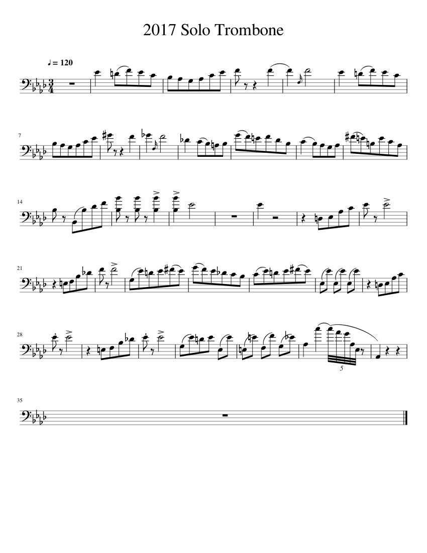 2017 Solo Trombone Sheet Music for Trombone (Solo) | MuseScore.com