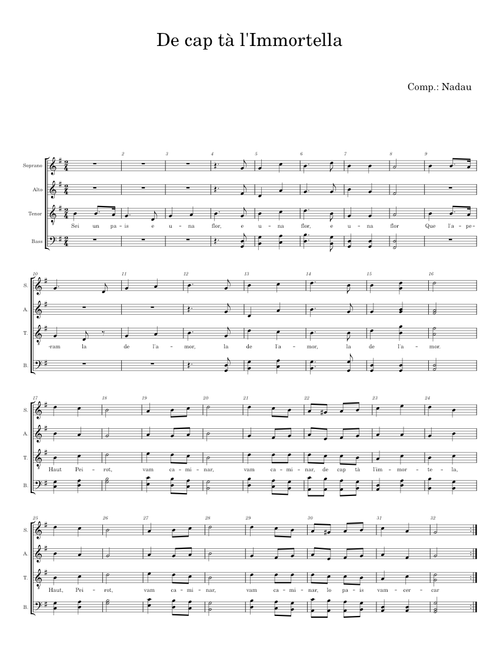 De cap tà l'immortèla - Nadau