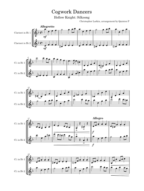 Cogwork Dancers for (Bb) clarinet duet – Christopher Larkin