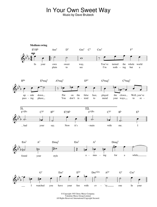 In Your Own Sweet Way - Dave Brubeck (Lead Sheet - Fake Book)