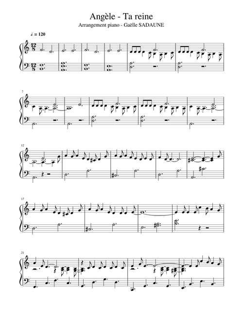 Ta reine – Angèle Arrangement Gaëlle SADAUNE