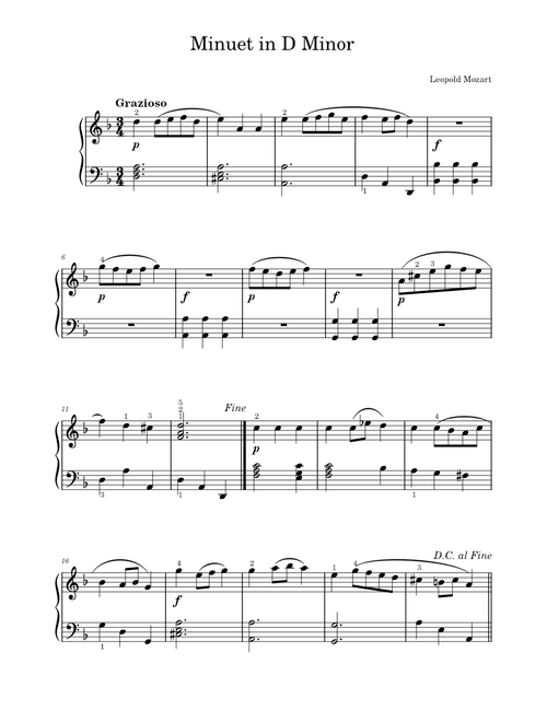 Minuet in D minor – Leopold Mozart Minuet in D minor