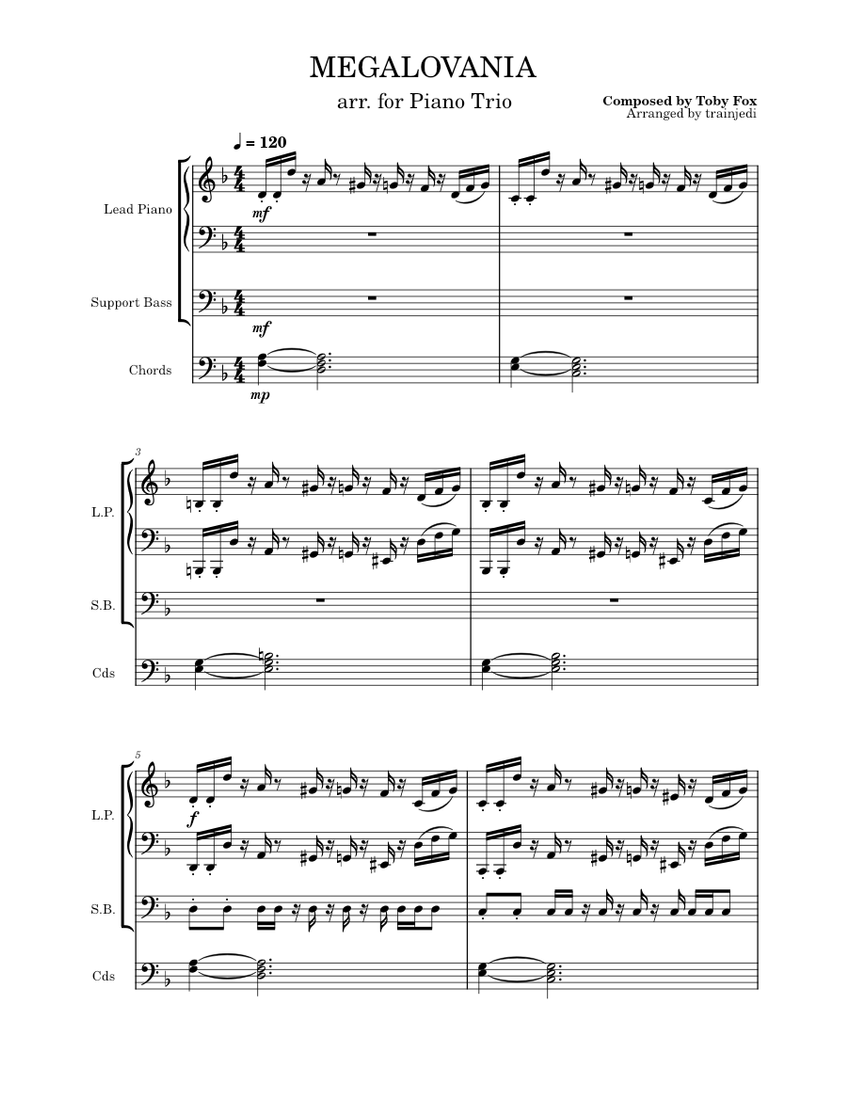 Megalovania – Toby Fox Piano Trio Arr. Sheet Music For Piano (Piano ...