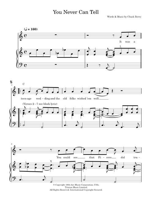 You never can tell - Chuck Berry (Piano-Vocal-Guitar (Piano Accompaniment))
