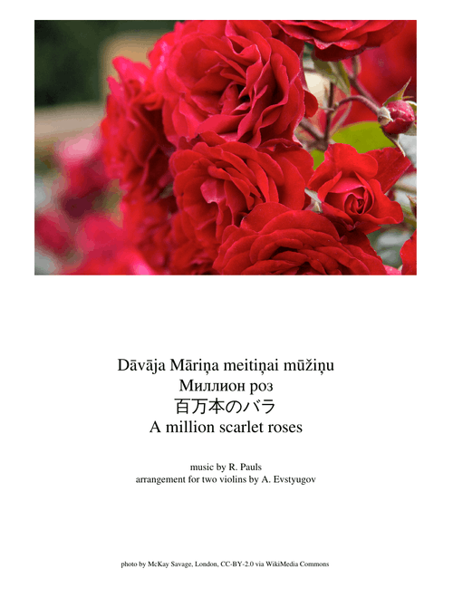 A Million Scarlet Roses — R. Pauls — easy violin duet