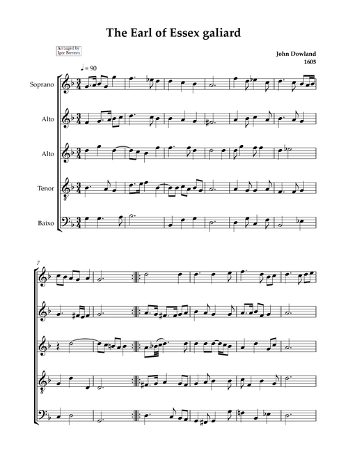 The Earl of Essex galiard (Arr. Igor Ferreira) - John Dowland (Recorder Ensemble)