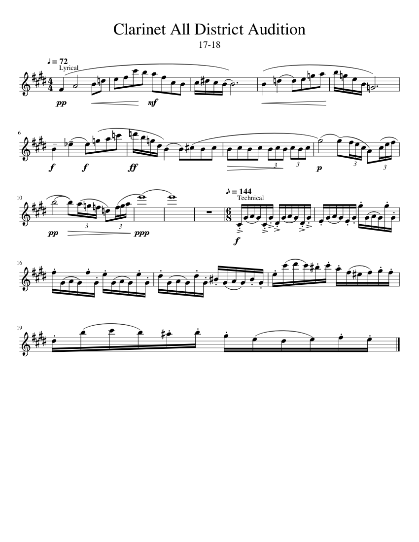 All District Audition Sheet music for in bflat (Solo