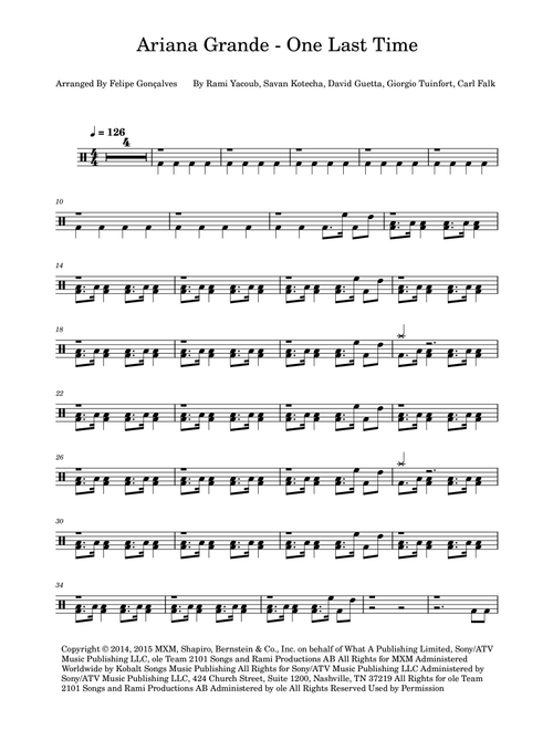 One Last Time (Arr. The Ninja) - Ariana Grande (Drums)
