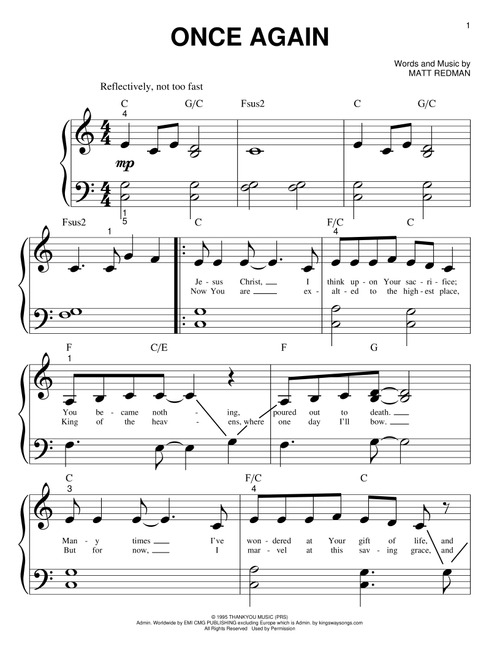 Once Again - Matt Redman (Big Note Piano)