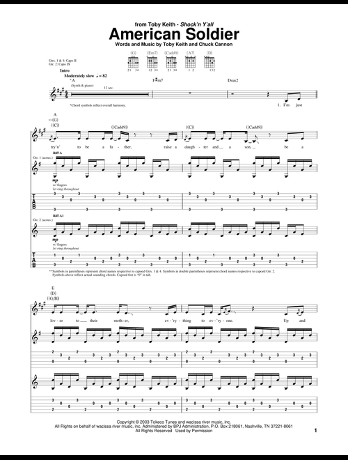 American Soldier - Toby Keith (Guitar Tab)